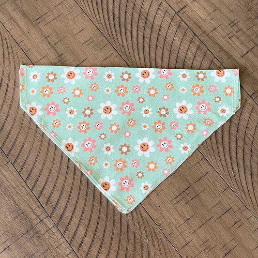 Retro Smiley Face Flowers Bandana